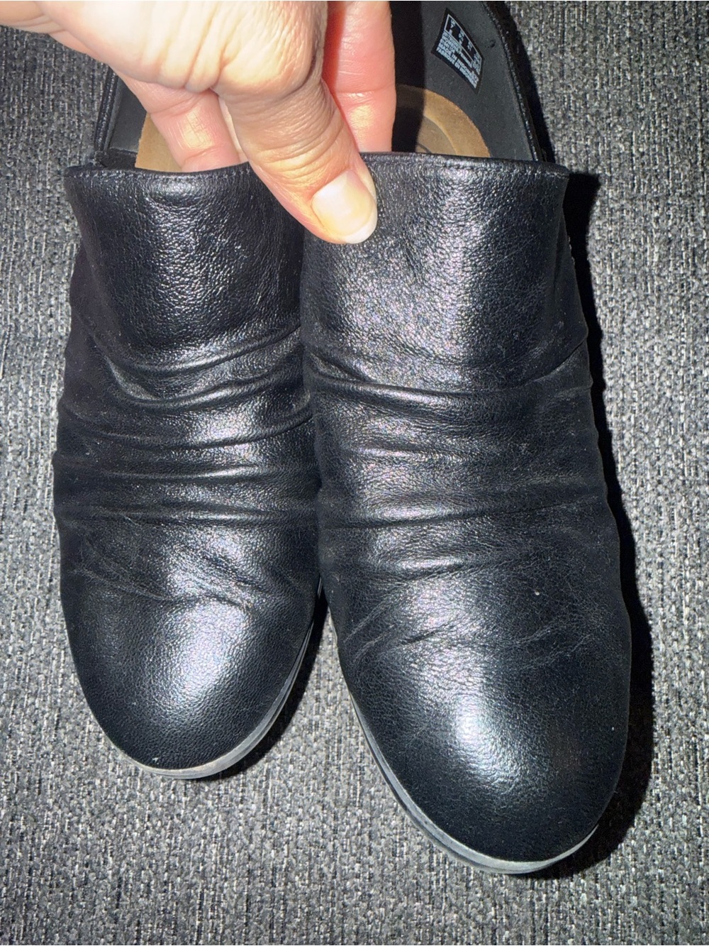 Clarks Black Leather Slip-On Mules